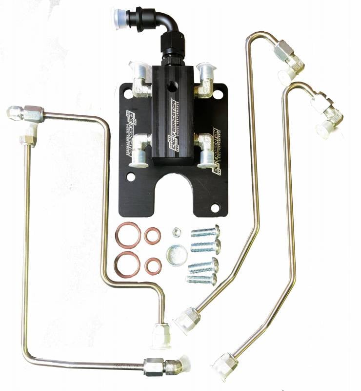 CNC Fabrication High Flow 4 Line Fuel Feed Kit &amp; Fuel Bowl Delete for 94-Early 99 Ford 7.3L Powerstroke