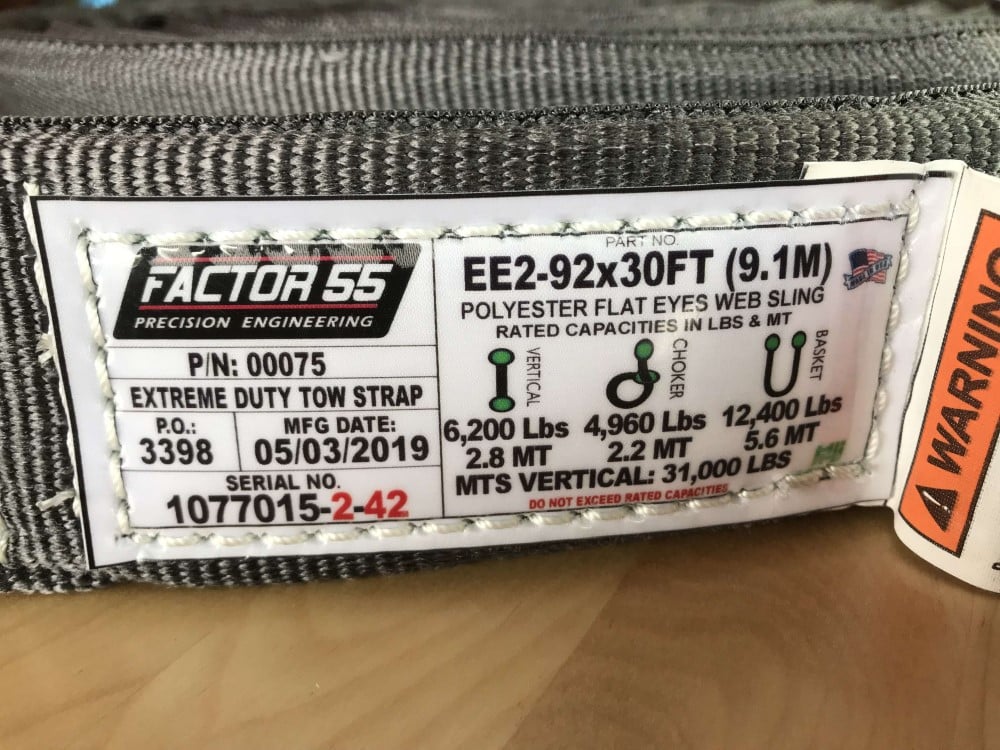 Factor 55 Extreme Duty Tow Strap