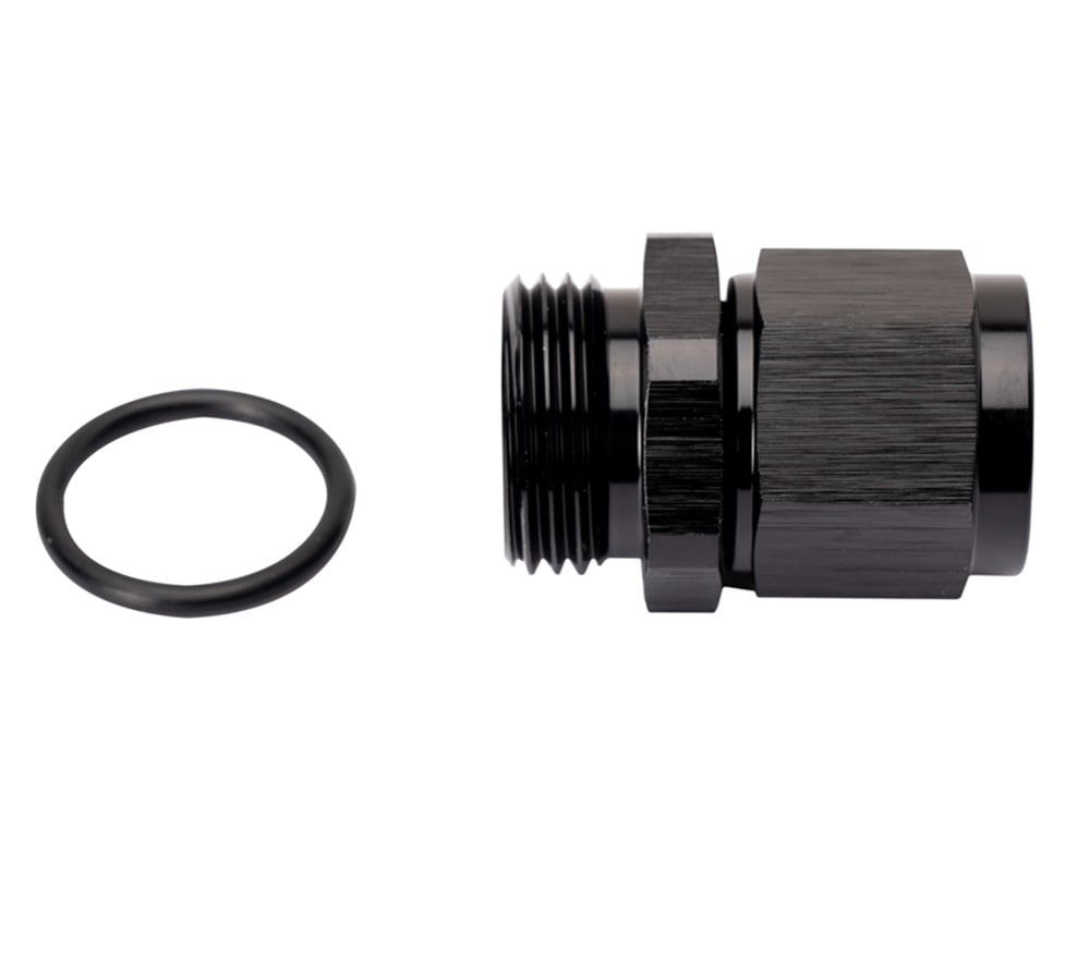 Fleece Performance -8AN Female Swivel To 7 and 8"-14 Male O-Ring Straight Black Anodized Adapter Fitting