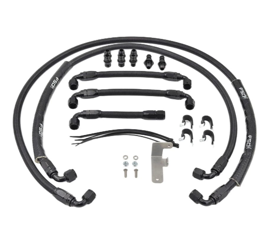 Full Send Diesel Black Braided Stock Replacement Transmission Line Kit for 03-07 Ford 6.0L Powerstroke
