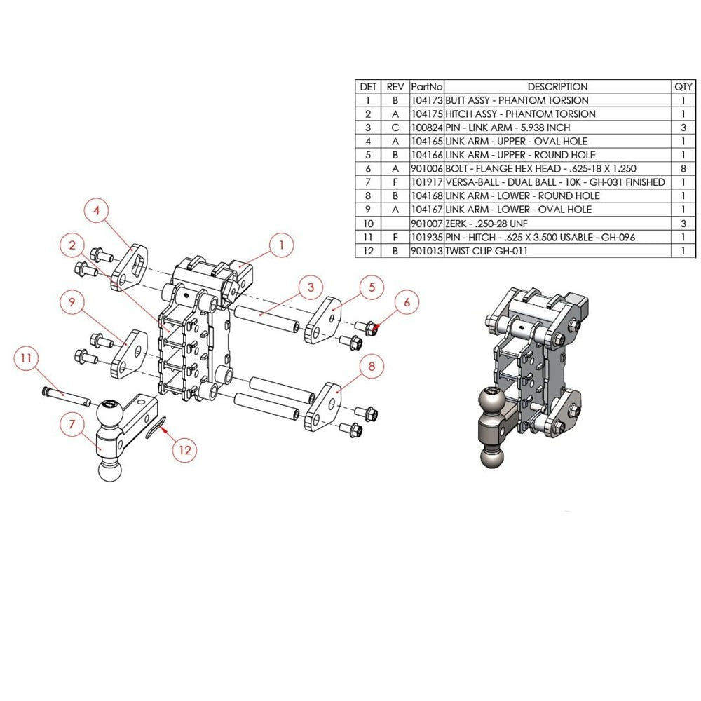 Gen-Y Hitch Phantom-XT Torsion-Flex Hitch with 2" Shank and 10k Towing Capacity