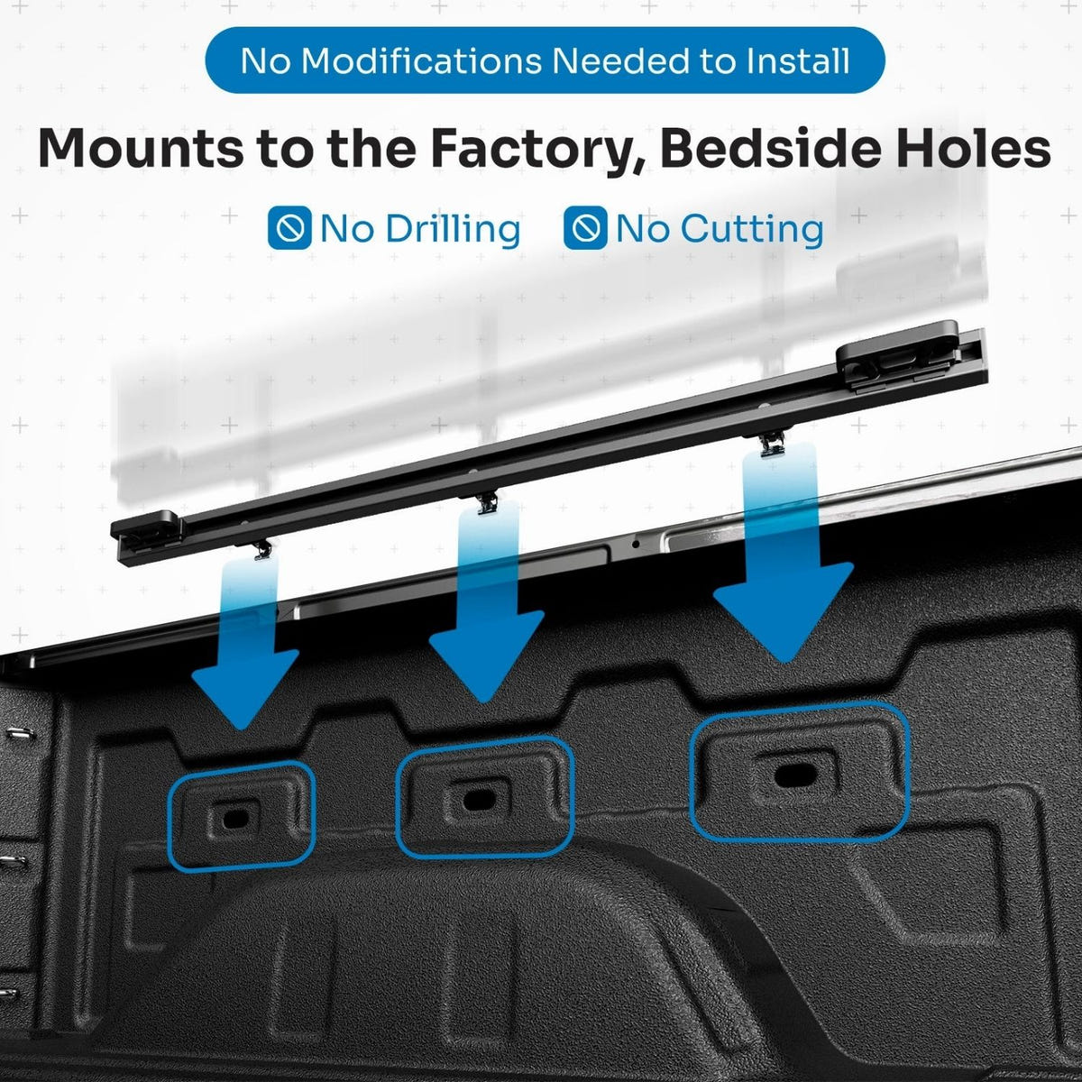 Powder-coated aluminum bedside rails for 2020-2026 GMC Sierra HD standard bed