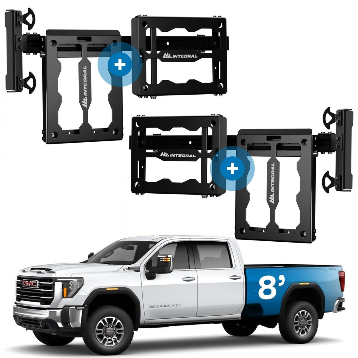 Locking Packout organizer mounts on the Integral Truck Rail System for GM HD trucks