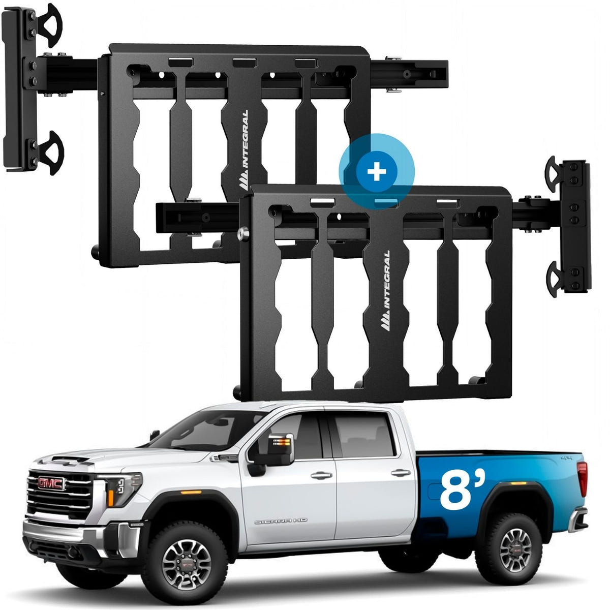 Aluminum Integral truck bed rail system with full and half panel kits for 2020-2026 GM HD