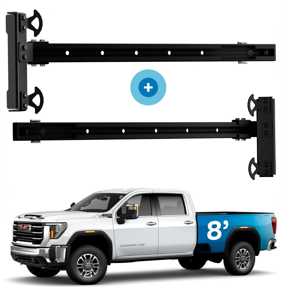 Cargo organization system for 2020-2026 Chevrolet Silverado and GMC Sierra 2500HD and 3500HD 8-foot beds
