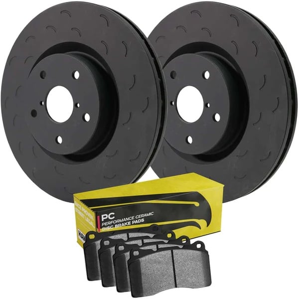 Hawk Performance Talon Slotted Rear Brake Rotor &amp; Ceramic Pad Kit for 99-04 Ford F-350 Superduty DRW