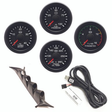 Isspro EV2 Pillar Kit With 4-Gauges for 99-05 Ford 7.3 and 6.0L Powerstroke