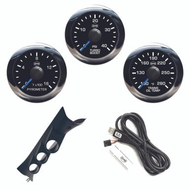 Isspro EV2 Pillar Kit With Pyrometer, Boost, and Transmission Temp Gauge for 11-24 Ford 6.7L Powerstroke