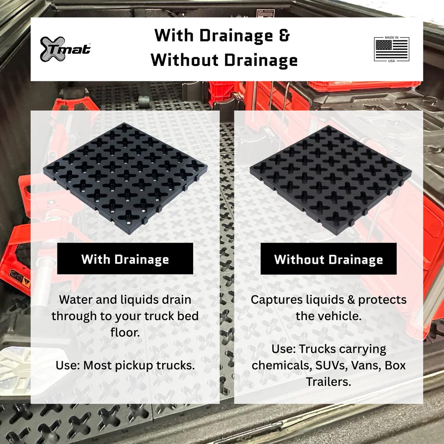 Tmat 12" x 12" Interlocking Non-Draining Panel With Four Connectors