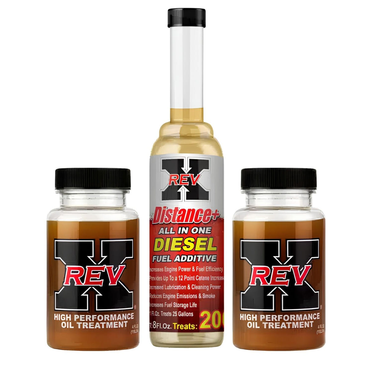 REV X Original Diesel Treatment Kit with Distance+ fuel additive and High-Performance Oil Treatment