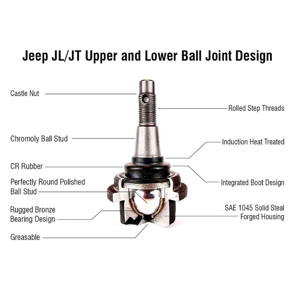 Apex Chassis Super HD Ball Joint Kit for 18-23 Jeep Wrangler JL JT non-Knurled