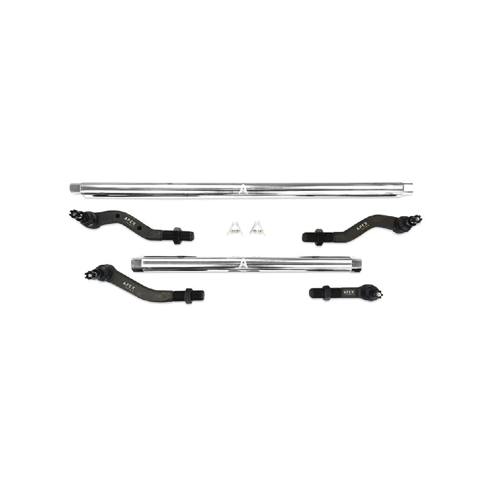 Apex Chassis KIT125 2.5 Ton Tie Rod and Drag Link Assembly - Polished Aluminum for 18-23 Jeep Wrangler JL JT