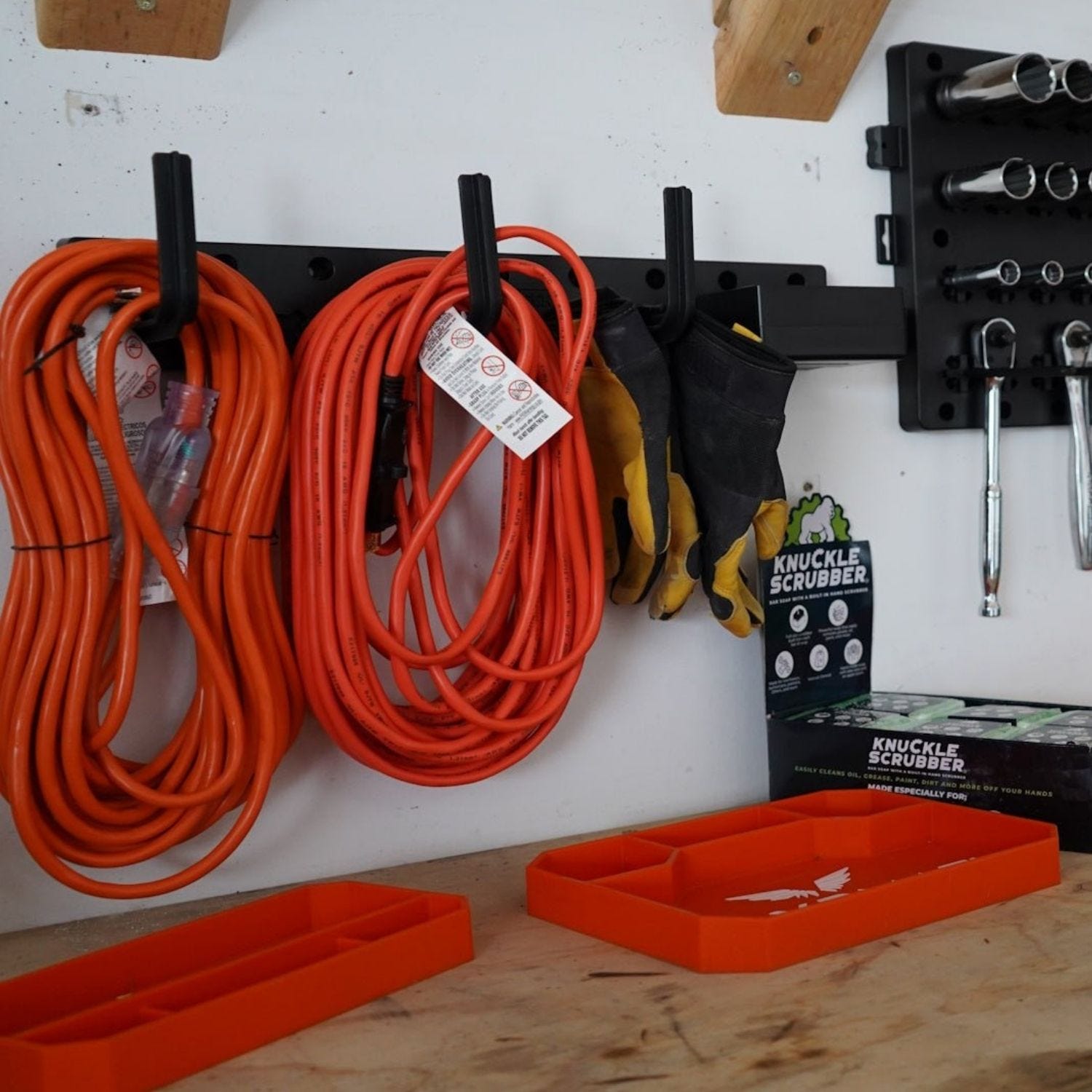 ToolHanger magnetic wall organizer with hook hangers for toolboxes and tool carts