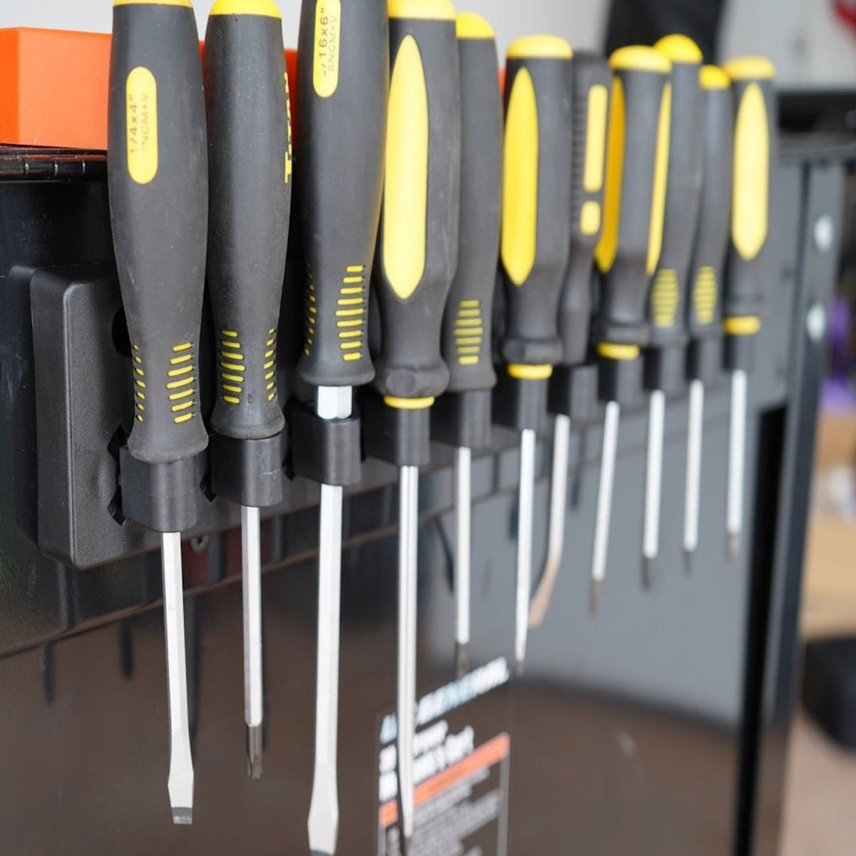 Magnetic ToolHanger screwdriver holders for organizing screwdrivers, Allen wrenches, and hand tools