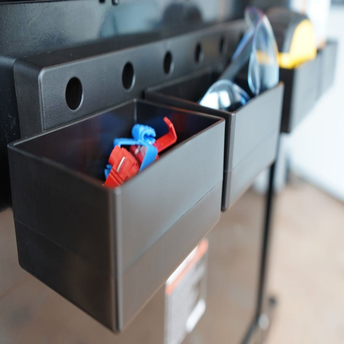 ToolHanger magnetic bin organizer for storing shop supplies, fasteners, and hand tool accessories