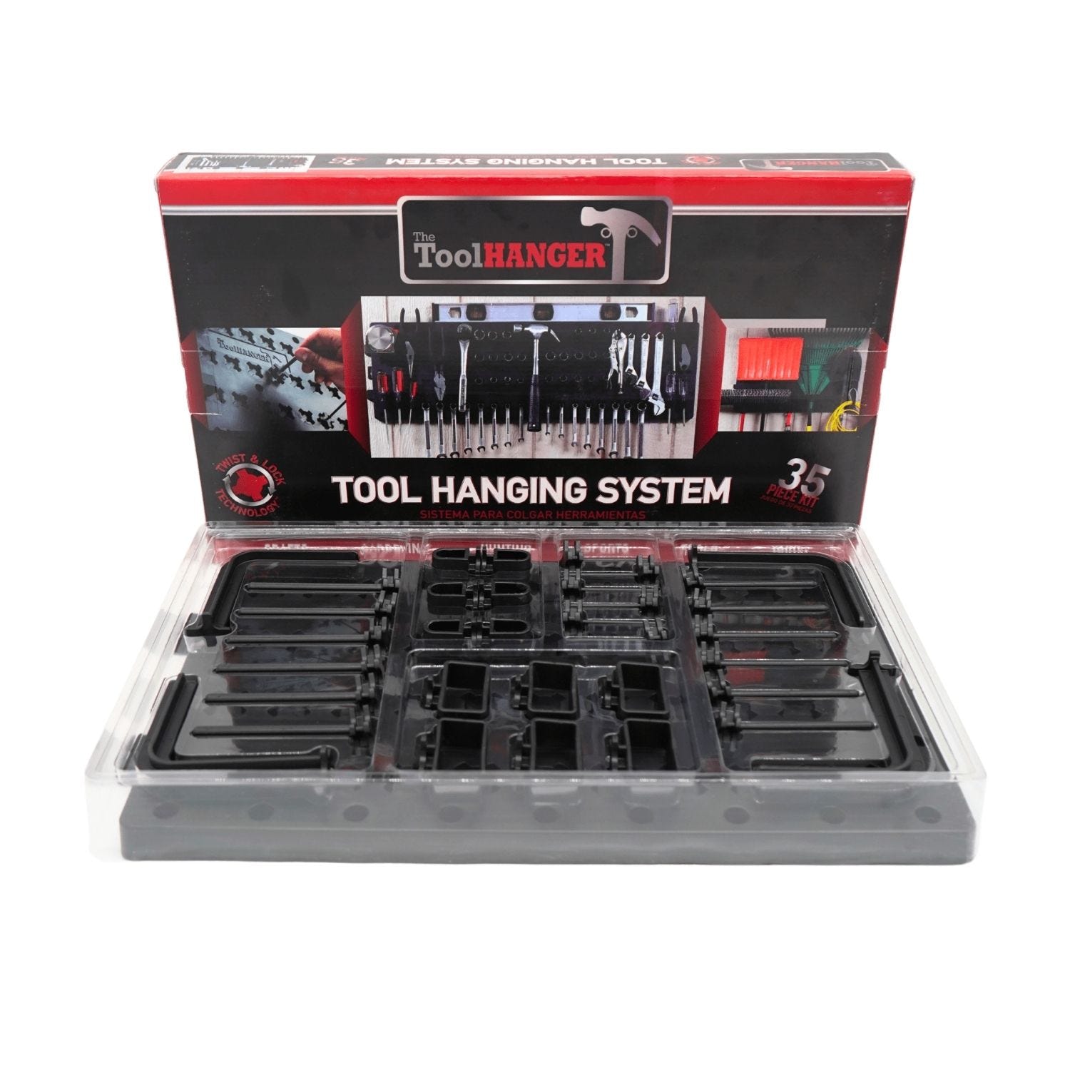 Garage tool storage using the ToolHanger 35 Piece organizer and mounting board