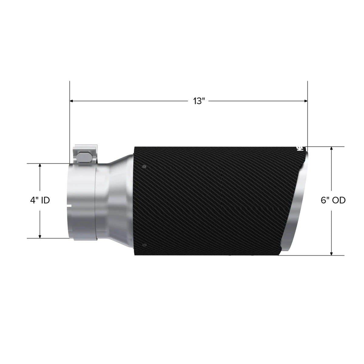 MBRP T304 6" Outlet 4" Inlet Clamp-On Dual Wall Angle Cut Carbon Fiber Exhaust Tip