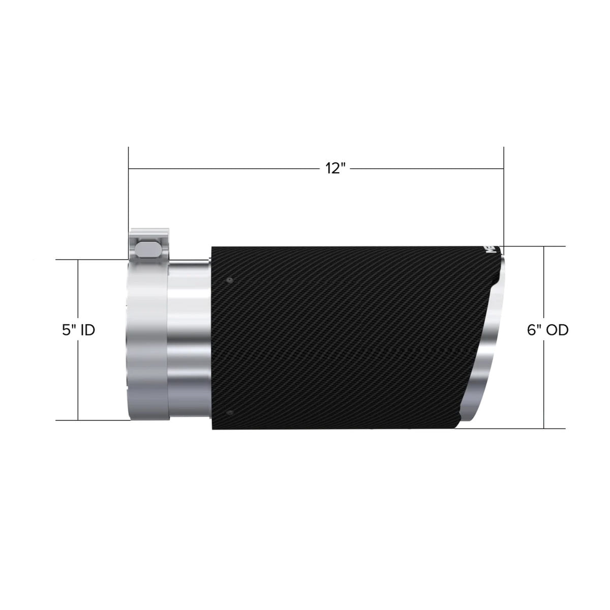 MBRP T304 6" Outlet 5" Inlet Clamp-On Dual Wall Angle Cut Carbon Fiber Exhaust Tip