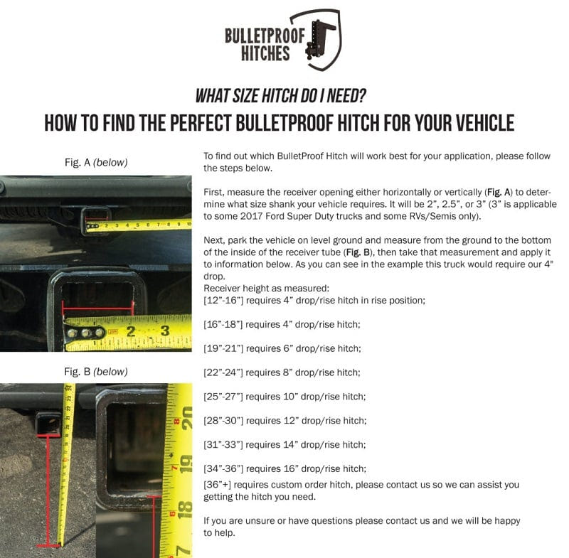 Bulletproof Hitch 2.0" Shank Medium Duty 4" Drop and Rise Hitch