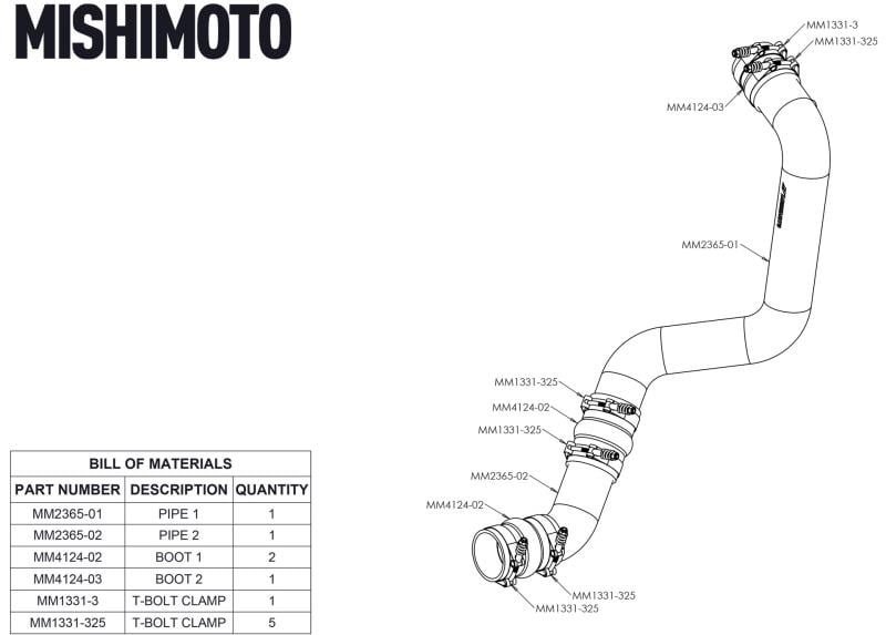 Mishimoto Hot-Side Intercooler Pipe and Boot Kit 17-19 GM 6.6L