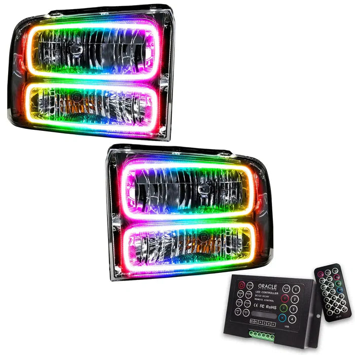 2005-2007 Ford F-250 F-350 chrome headlights ORACLE ColorSHIFT 2.0 controller system
