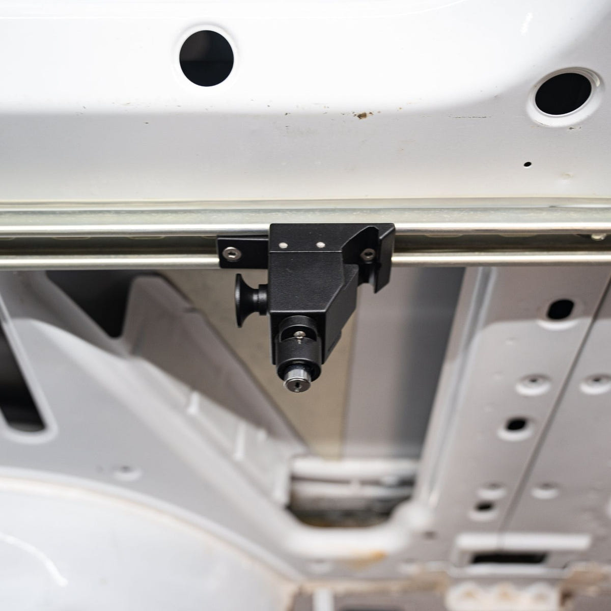 Rail-mounted locking system for Milwaukee Packout organizers with side rails