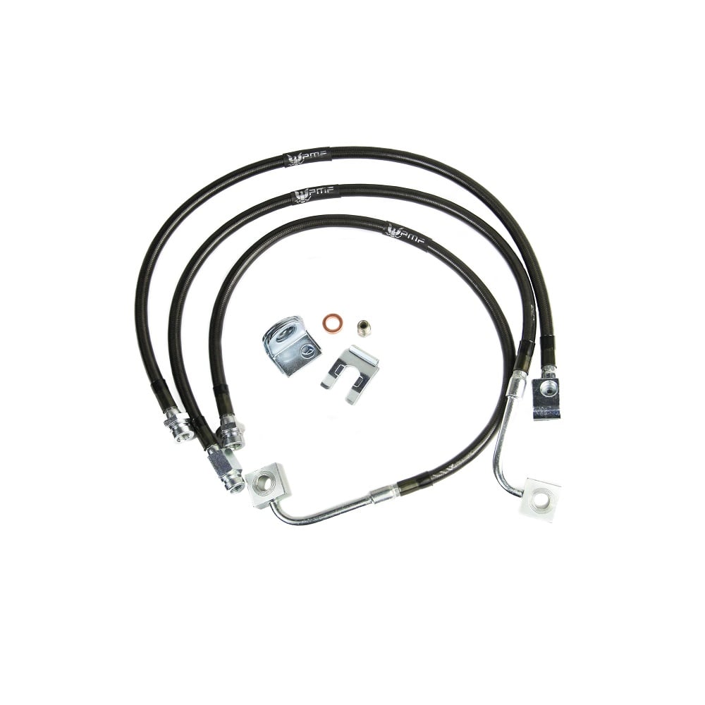PMF Suspension Braided Brake Lines Side Banjo 80 97 Ford F 250/F 350 4WD