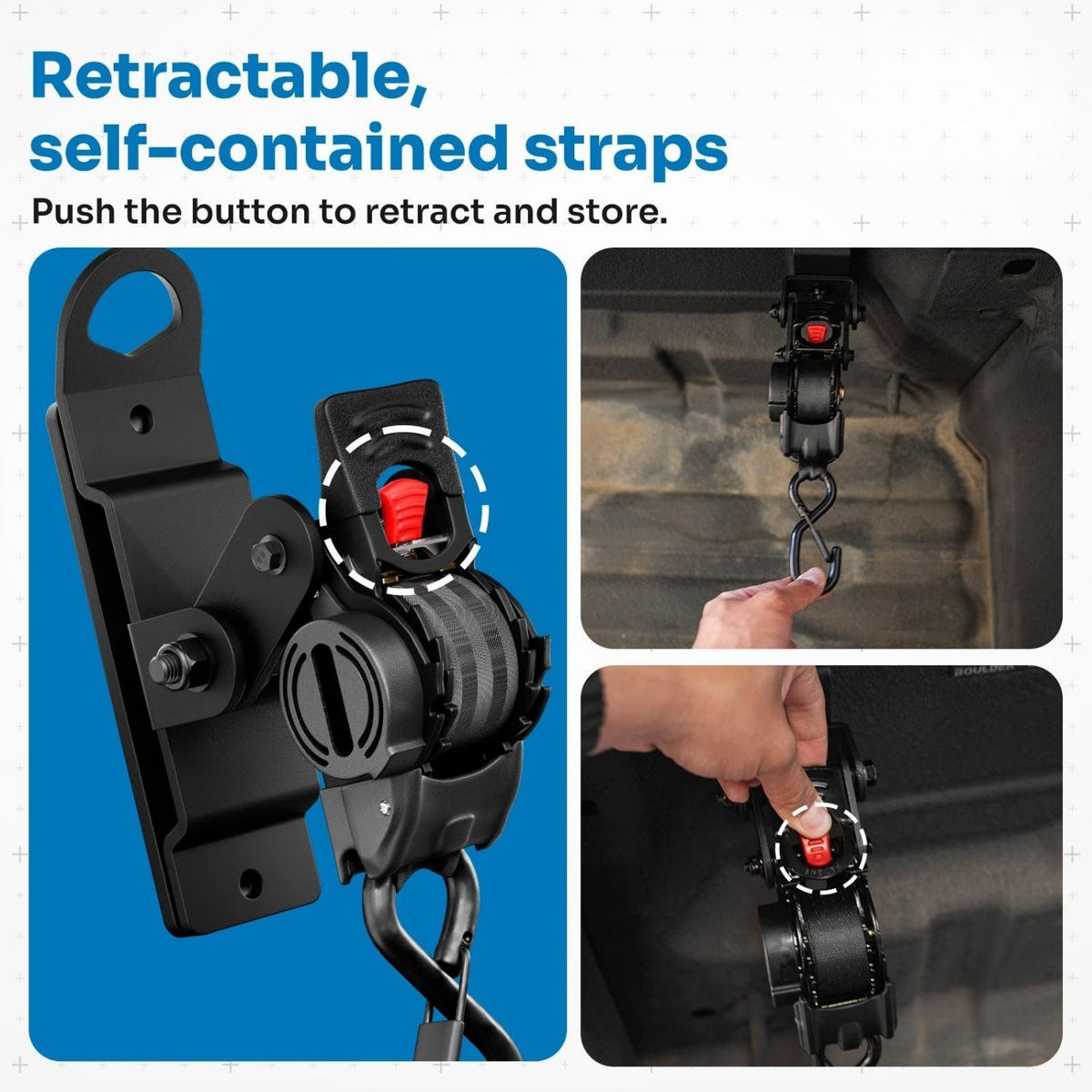 Integral Truck Swivel Strap securing cargo in a Ram 2500 truck bed