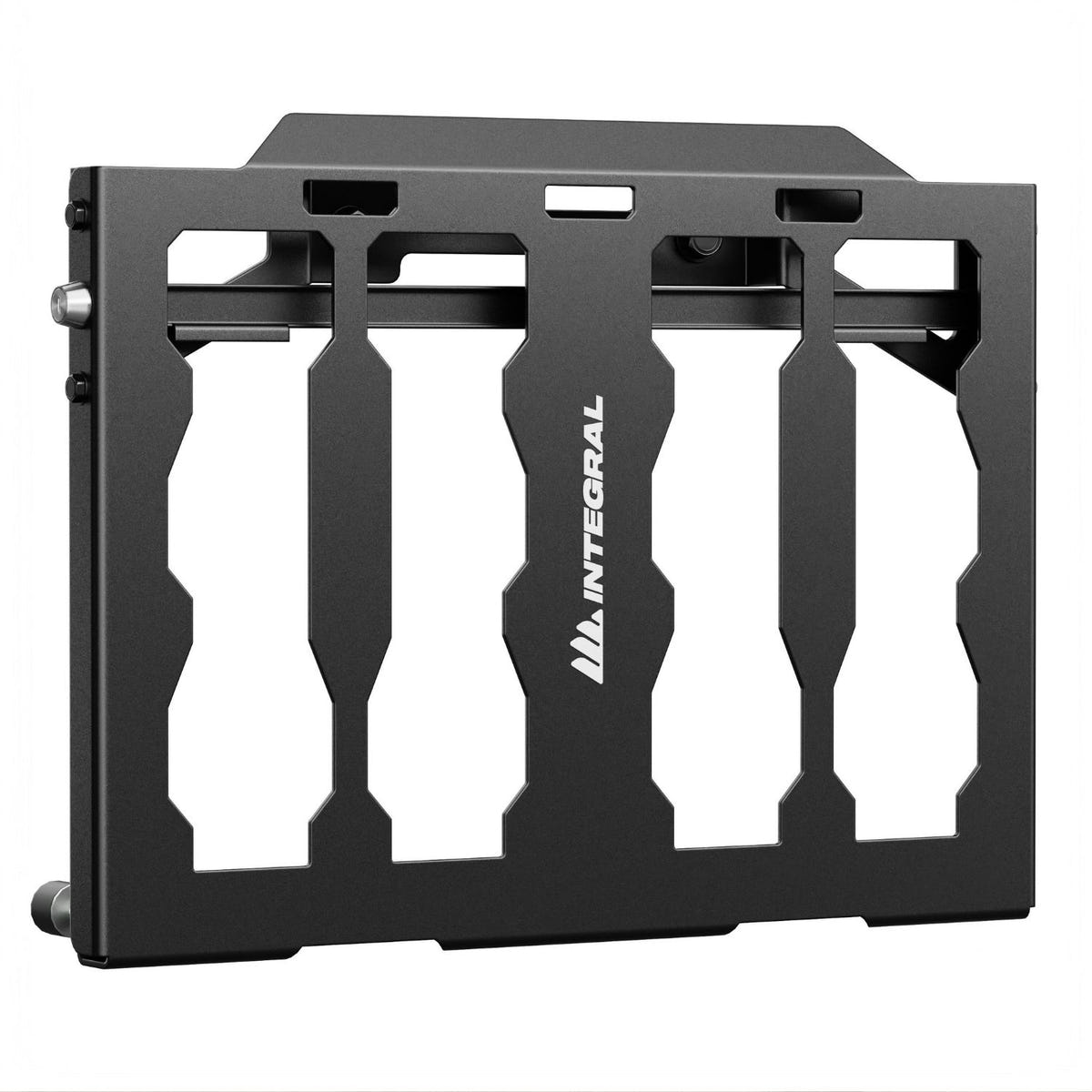 Black anodized Integral full panel mounted in a 2019-2026 Ram 3500 8-foot bed for tool organization