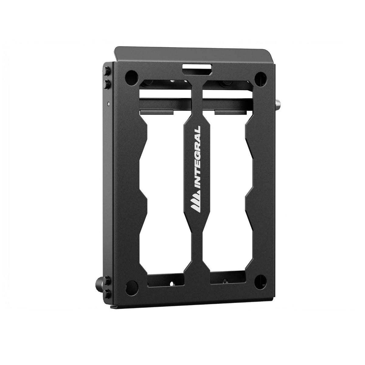 Black anodized Integral half panel mounted in a 2019-2026 Ram 3500 8-foot bed for compact tool storage