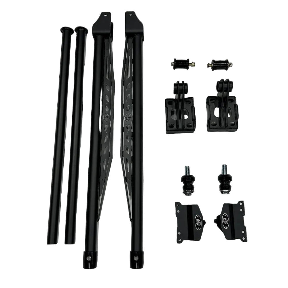 Set of black metal components on a transparent background