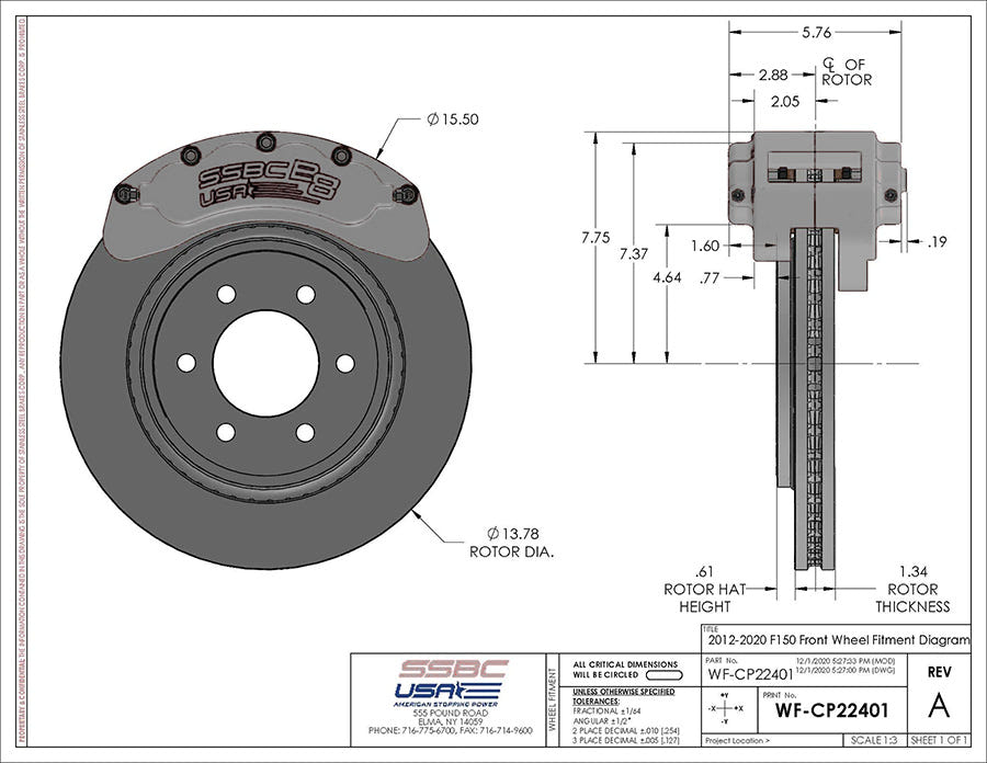 SSBC-USA B8-Brawler Direct Fit Front Caliper Upgrade Kit for 18-20 Ford 3.0L Powerstroke F-150 4WD