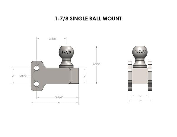 BulletProof 1-7 and 8" Single Ball Mount