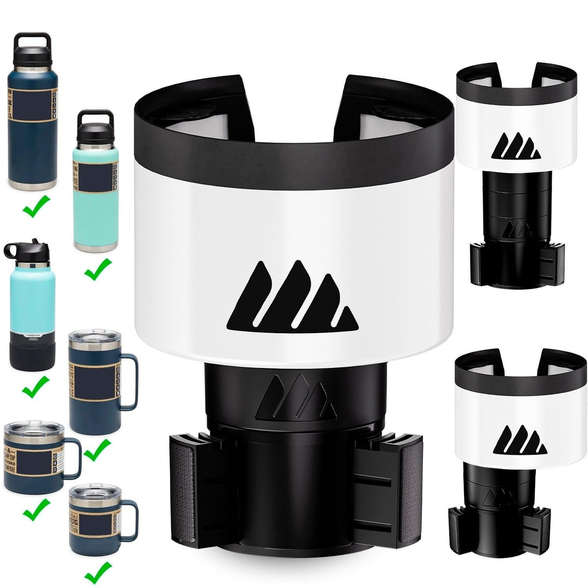 Expandable vehicle cup holder for YETI, RTIC, Hydro Flask, and Nalgene bottles