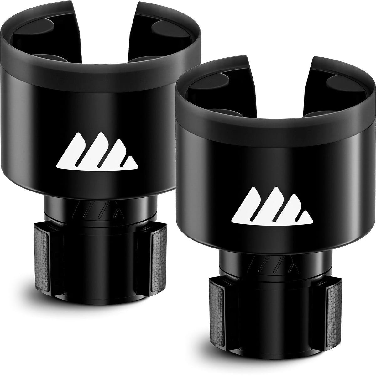 Adjustable cup holder insert with offset design for oversized bottles and mugs