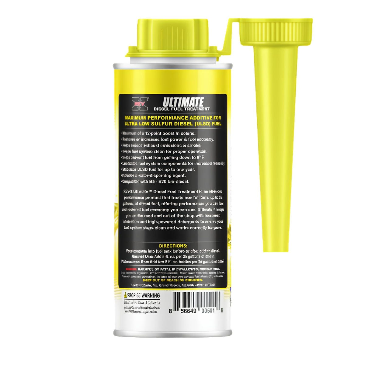 REV X Ultimate 8 oz diesel fuel additive for ULSD fuel system cleaning, lubricity, anti-gel protection, and fuel economy