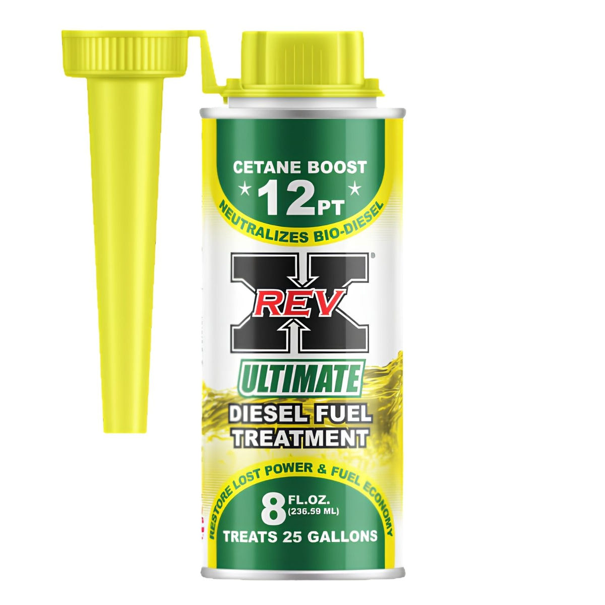 REV X Ultimate Diesel Fuel Treatment 8 oz fuel additive for injector cleaning, lubrication, and cetane boost