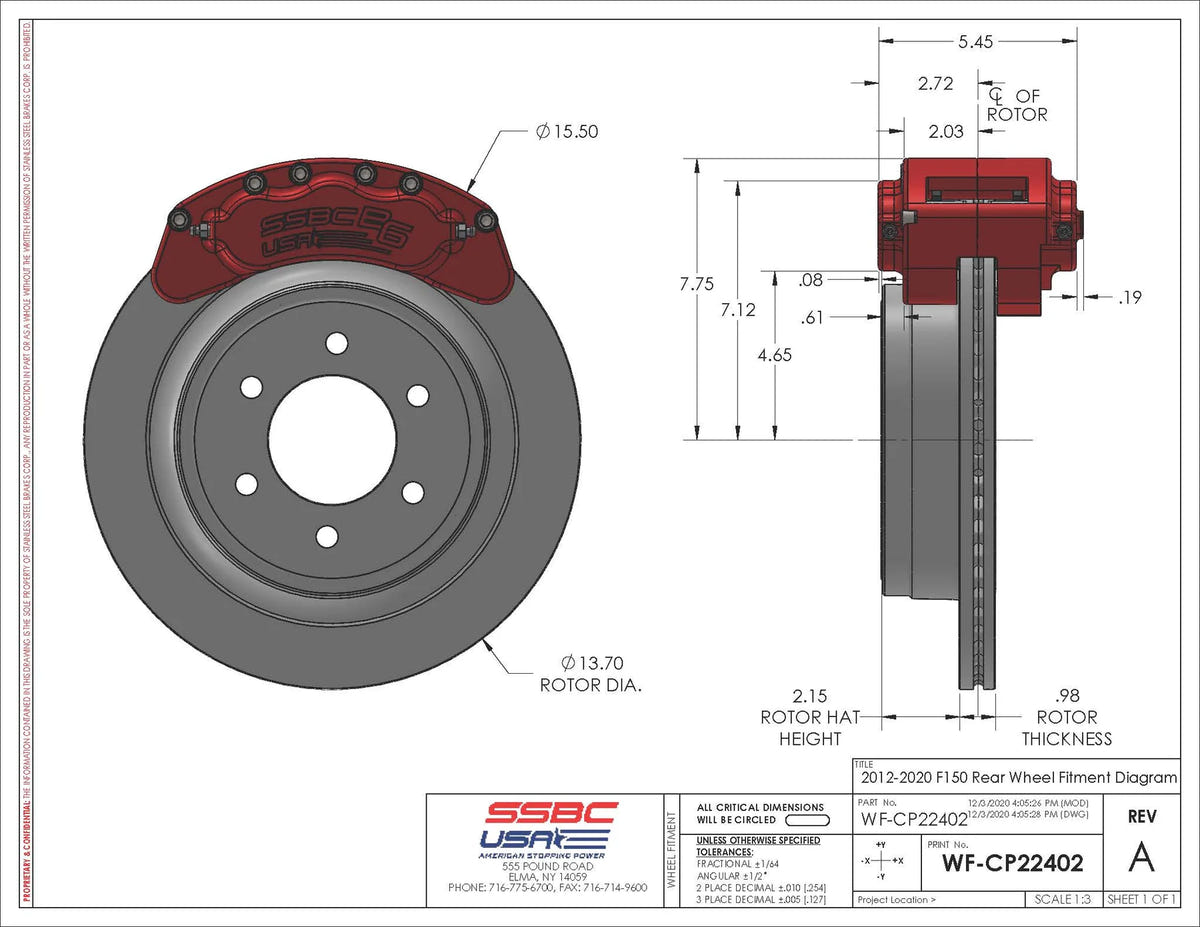 SSBC-USA B6-Brawler Direct Fit Rear Caliper Upgrade Kit for 18-20 Ford 3.0L Powerstroke F-150 4WD