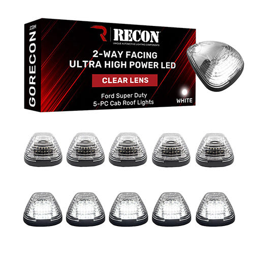 RECON 5 Piece LED Cab Light Set 2-Way Front &amp; Rear Facing for 99-16 Ford F-250 - F-550 SuperDuty