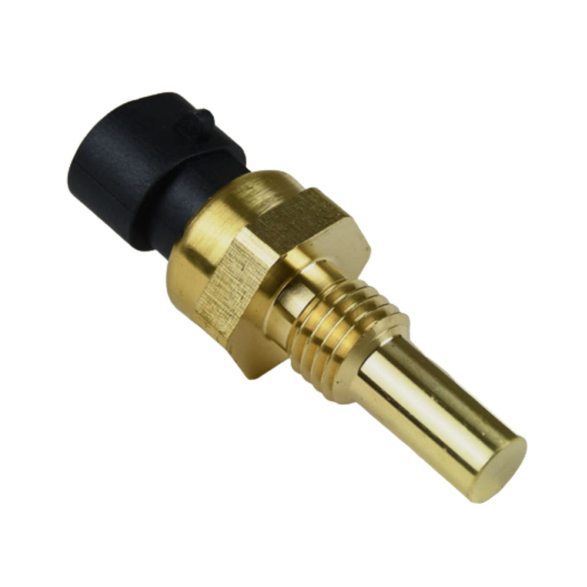 Close-up of XDP XD1044 ECT sensor with brass housing and black electrical connector