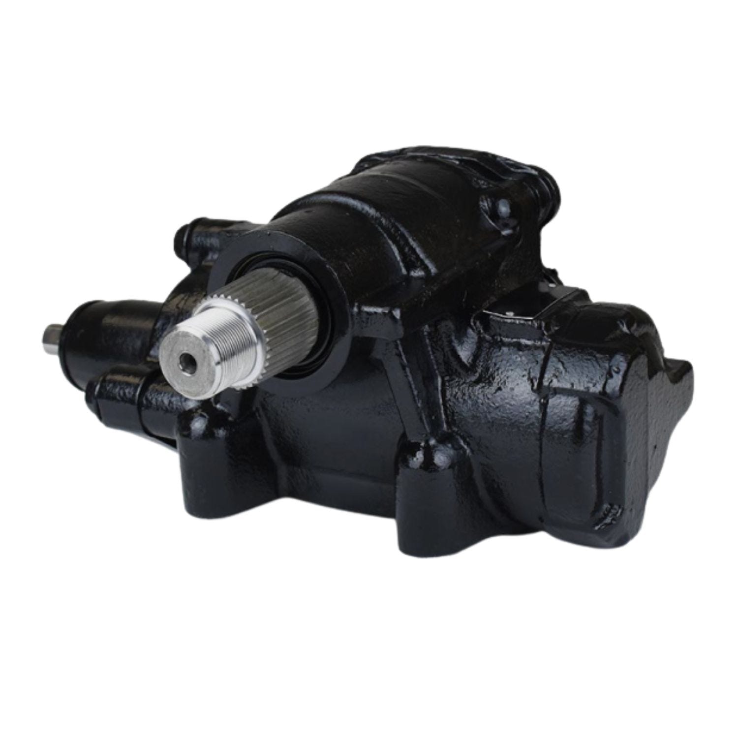 Close up view of new steering gearbox for Ford Super Duty 6.7L Powerstroke showing construction