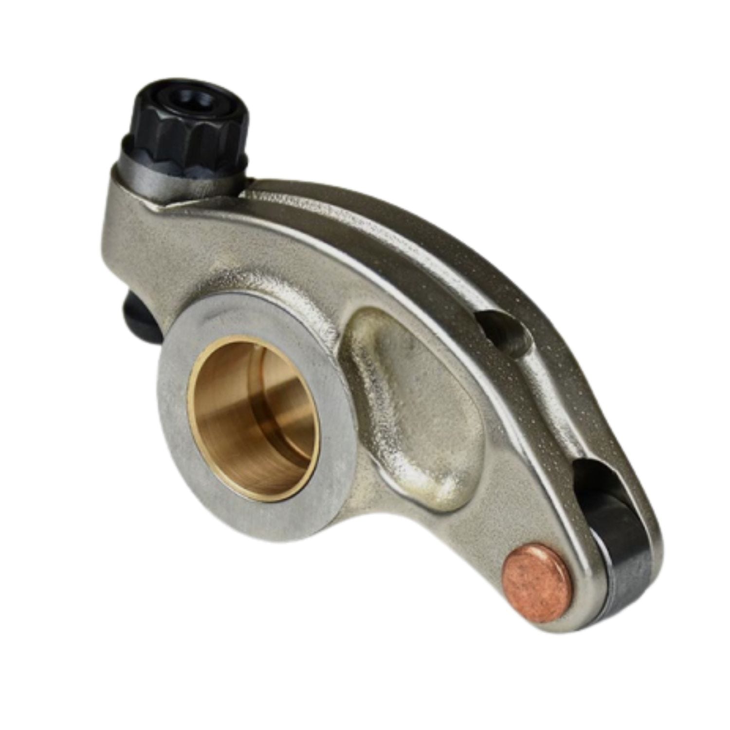 Heavy duty Cummins rocker arms with forced oiling design feeding pushrod cup for smoother operation