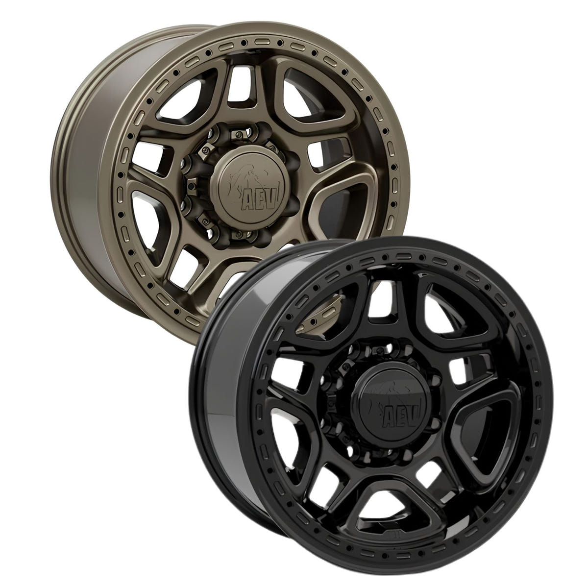 AEV Katmai DualSport Wheel installed on RAM HD truck with off-road tires