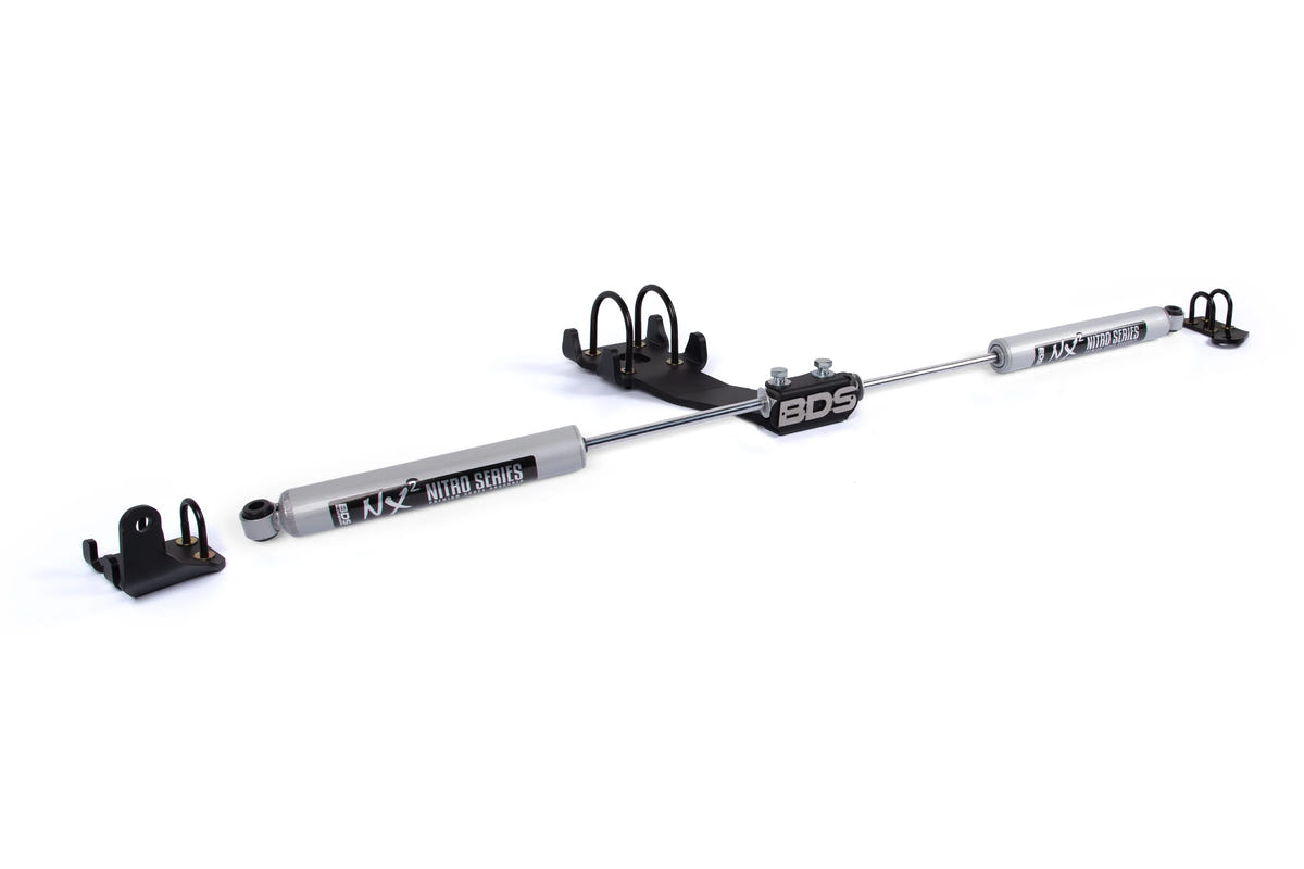 BDS Suspension Dual Steering Stabilizer Kit NX2 Shocks Y-style Steering for 94-08 Ram 2500 and 3500