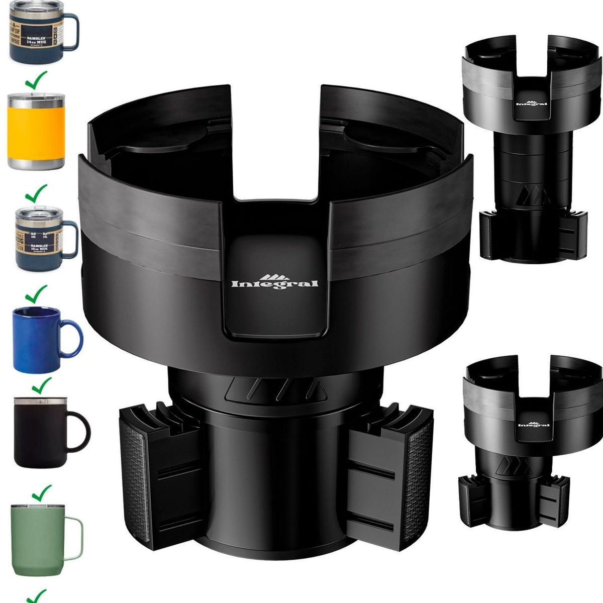 Expandable vehicle cup holder adapter for oversized coffee mugs