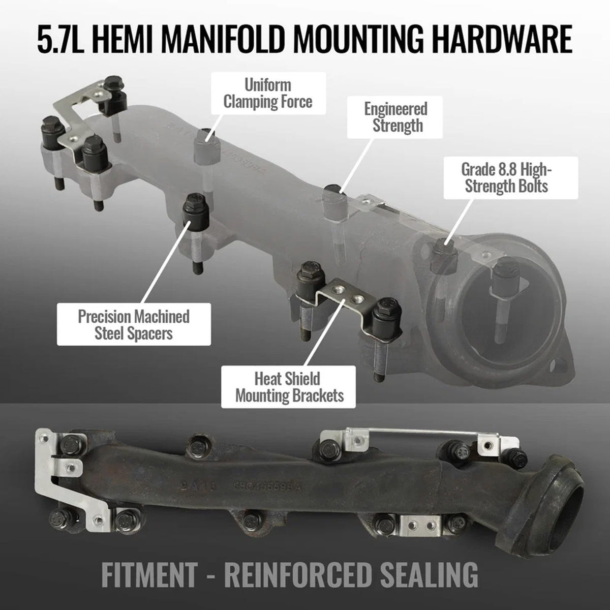 BD Power Exhaust Manifold Bracket/Bolt and Spacer Kit 5.7L Hemi 