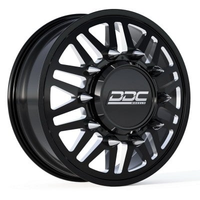 DDC Wheels Black and Milled Aftermath 22"x8.25" Wheel Set for 11-23 GM 3500 Dually