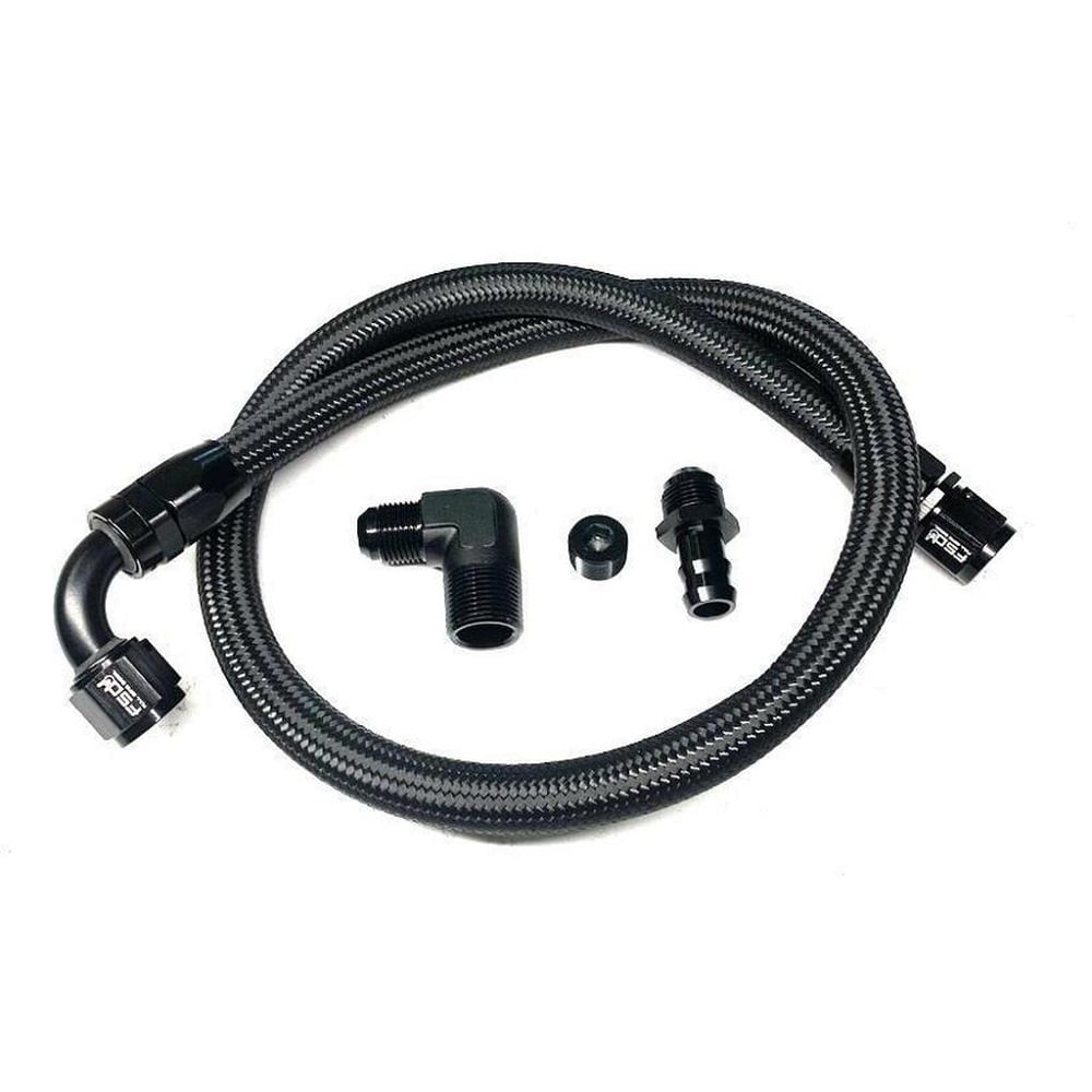 Full Send Diesel Black Braided Lower Heater Hose for 98.5-02 Dodge 5.9L Cummins