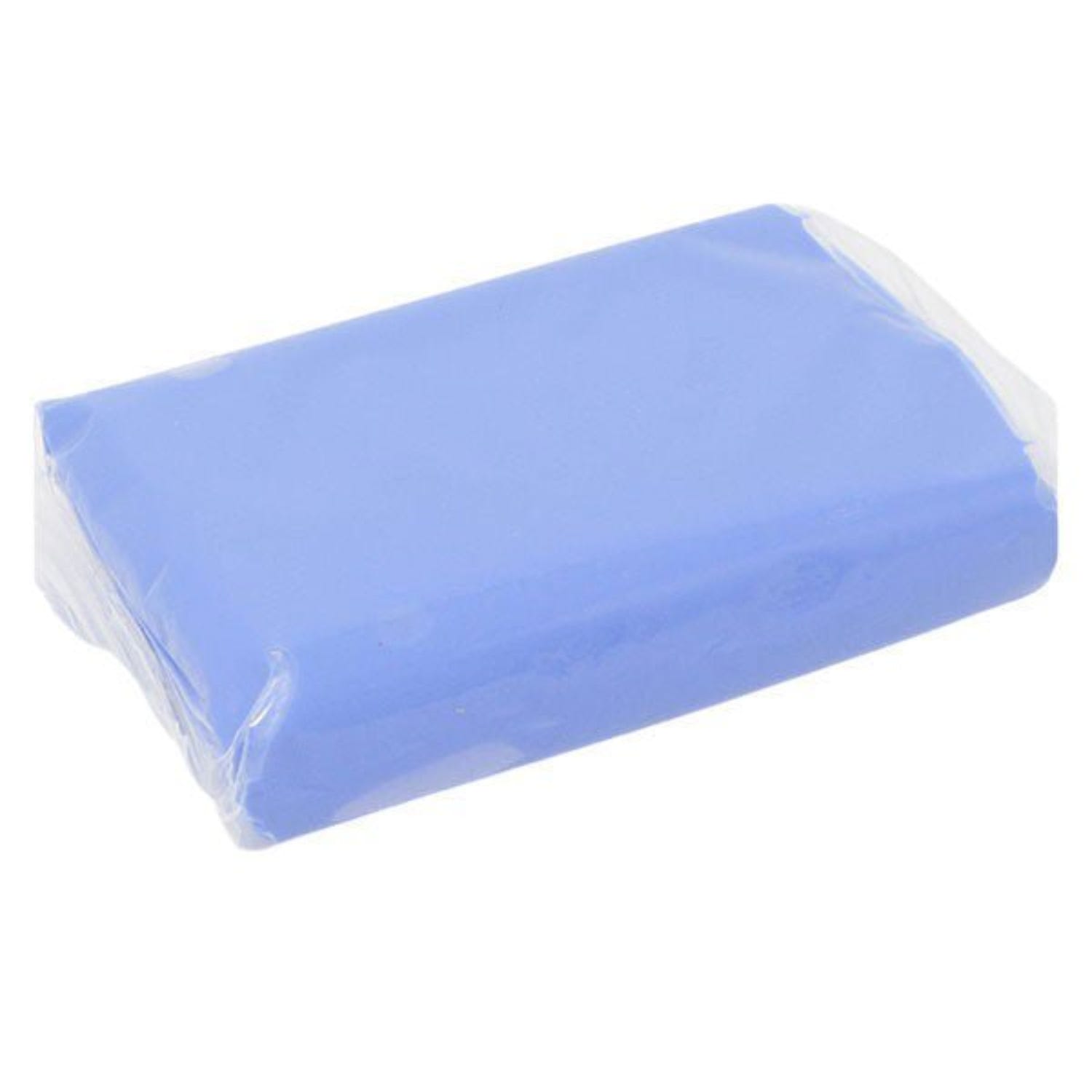 Blue clay bar against white background