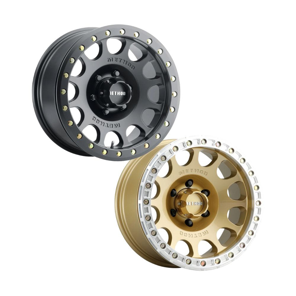Method Racing Wheels 105 Beadlock Matte Black and Gold Wheels